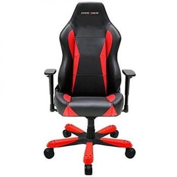 DXRacer Silla de Oficina y Ordenador, Acolchada, Cuero Sintético, Negro & Rojo, 160-185 cm