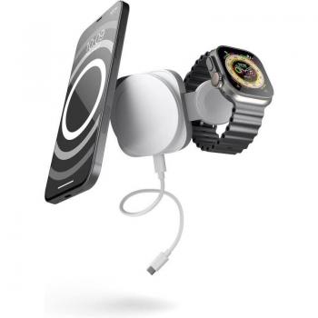 Cargador Inalámbrico 2 en 1 ZENS MagSafe 15W + Apple Watch 5W - Blanco