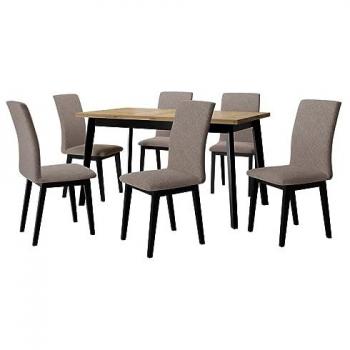 Conjunto de Comedor Victorville 321, Negro, 6 Asientos, 140x80x75 cm