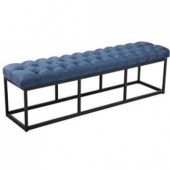 Taburete Pie de Cama Amun Tela Azul y Negro 150 cm