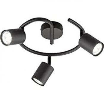 Luz de Techo LED Vano 3 Focos GU10, Color Negro, Redondo