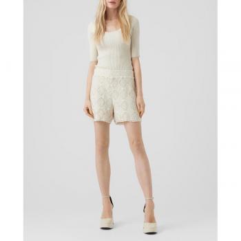Short de encaje con cintura elástica para mujer