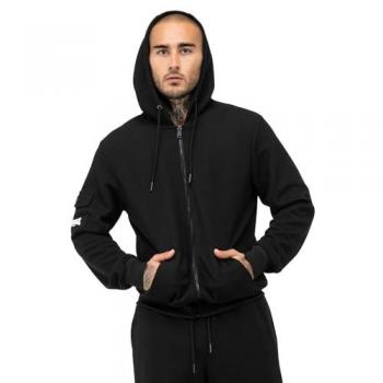 Chándal Lonsdale Rosslea Negro/Blanco para hombre con capucha, regular fit, talla M, modelo 117601