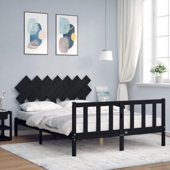 Cabecero de cama negro con estructura de madera maciza 140x200 cm vidaXL