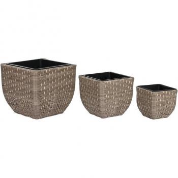 Set de Maceteros Ratán Sintético Polipropileno 40 x 40 x 36 cm