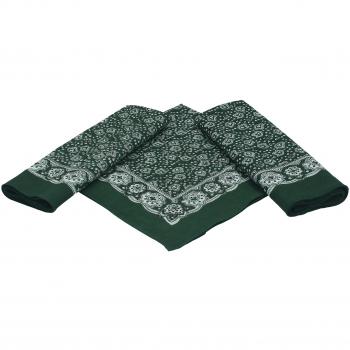 Pañuelos bandanas para el cuello o la cabeza con el motivo de paisley clásico, 3 piezas, tamaño 55x55cm, 100% algodón, de color verde