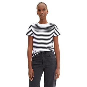 Camiseta de mujer de manga corta con estampado a rayas Tom Tailor