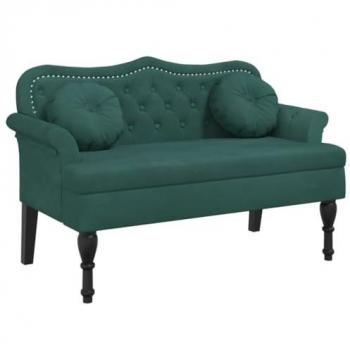 Banco con cojines terciopelo verde oscuro 120,5x65x75 cm