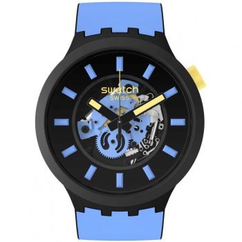 Reloj Swatch Travel By Day con correa de silicona negra - Modelo suizo de 47mm