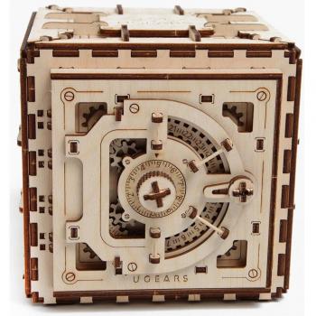 Maqueta Caja Fuerte UGEARS Modelo de Seguridad Mecánica de Madera 3D Puzzle DIY Kit