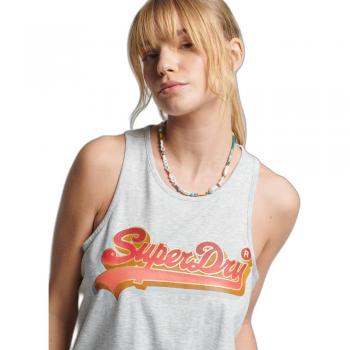 Camiseta Sin Mangas Vintage Superdry Logo Seasonal Gris Claro Mujer