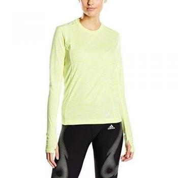 Adidas SN L-S W - Camiseta para mujer, color lima, talla M
