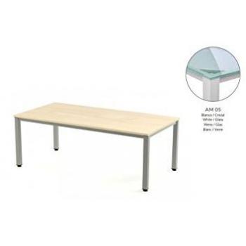 MESA EXECUTIVE DE ROCADA 200X100 CM COLOR BLANCO/ CRISTAL