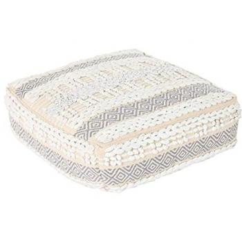 Cojín de suelo DKD Home Decor Blanco Gris Cuadrada Boho 60 x 60 x 25 cm