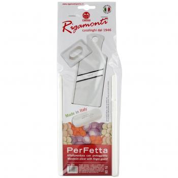 Mandolina Manual de Verduras y Frutas Rigamonti Perfetta con Protector, Cuchilla de Acero Inoxidable Doble Afilado