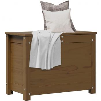 Caja de almacenaje madera maciza pino marrón miel 60x32x45,5 cm