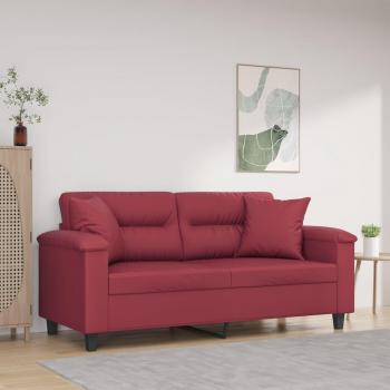 Sofá de 2 plazas con cojines cuero sintético rojo tinto 140 cm Vidaxl Rojo