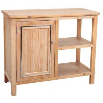 Recibidor de Madera y Acero Inoxidable con 1 Puerta y 1 Balda, Dimensiones: 86 x 37 x 75 cm, Color Marrón