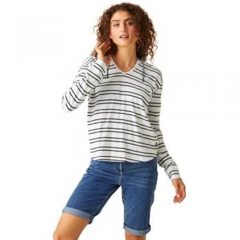 Regatta Women's Lightweight Breathable V-Neck Hoodie in White/Navy