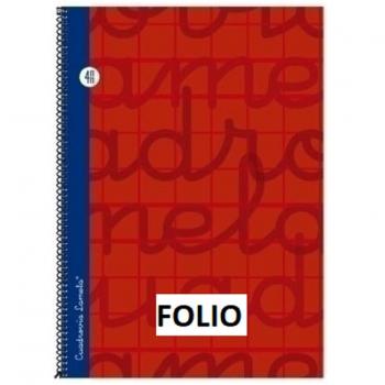 Cuaderno Espiral Lamela Folio Tapa Dura Cuadrícula 4mm 80 Hojas Color Rojo