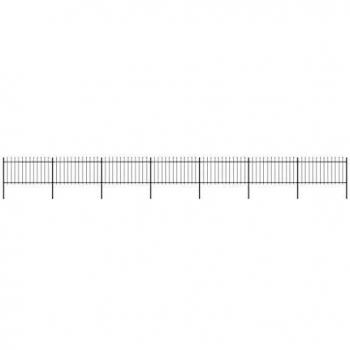 Black Steel Garden Fence with Spear Top 11.9x1m
