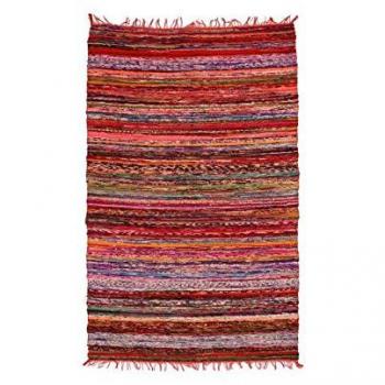 Alfombra Suave de Algodón a Rayas Multicolor 100x200 cm
