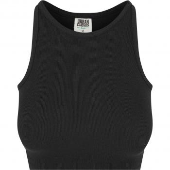 Organic Women's Cropped Rib Tank Top - Black - XXL