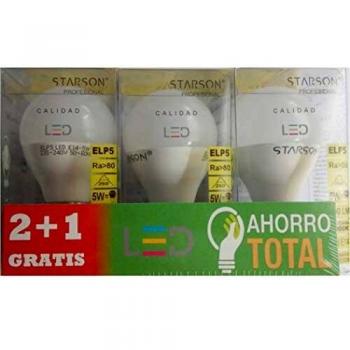 LAMPARA ILUMIN LED ESF. E27 5W 500LM 3000K STARSON 3 PZ
