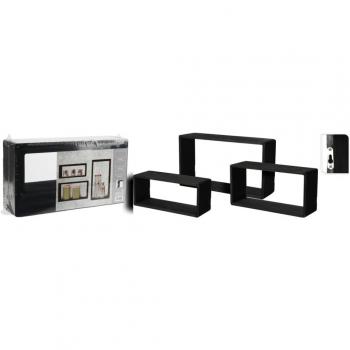 Juego de estantes de madera 3 piezas negro H&S Collection