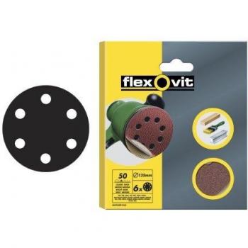 Flexovit 63642526396 Discos Velgrip Para Máquinas Roto-Orbitales, A203, Blíster, 150 mm Diámetro, Medio Grano, 80 Tamaño Grano, Set de 6