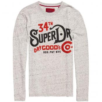 Superdry Nycgoodscol/Stee, Camiseta de Manga Larga para Hombre, Gris
