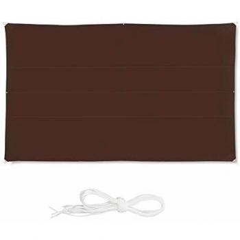 Toldo Vela Rectangular Impermeable 4x6 m con Protección UV y Cuerdas de Tensado - Marrón