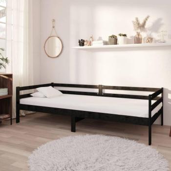 Sofá cama con colchón 90x200 cm negro en madera de pino maciza