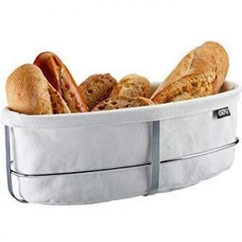 Panera Ovalada Brunch Gefu - Blanca - 33x15cm - Acero Inoxidable y Algodón
