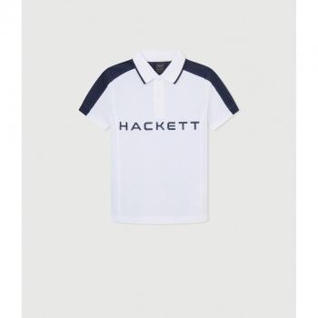 Polo Multi blanco Hackett London para niños con logo frontal y tejido elástico