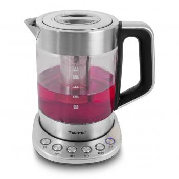 SUNTEC Hervidor de agua electrico | Calentador para 1,5 litros | Tetera electrica con control de temperatura | Calienta agua para infusiones como te o cafe con leche en pocos segundos | WAK-8496