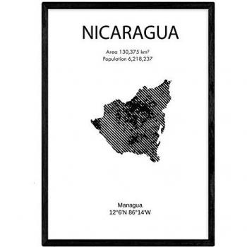 Póster de Nicaragua - Lámina A3 sin marco de Países y Continentes del Mundo