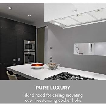 Extractor de isla Klarstein Kronleuchter XL 90cm, circulación de aire 590m³/h, iluminación LED táctil, color blanco