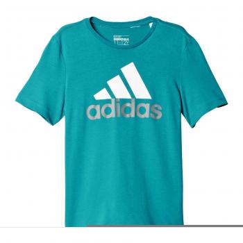 adidas YB ESS Logo Tee - Camiseta para niños, color Turquesa / Blanco / Gris