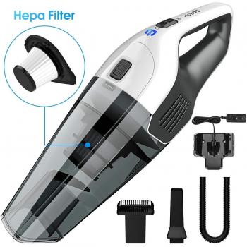 Holife Aspirador de Coche Sin Cable, Aspiradora Inalambrico de Mano, 4Kpa para Uso Seco [2019 Nuevo, Arranque Suave], Carga Rápida en Pared, Ligero y Portátil para Coche, Casa-con Bolsa de Transporte