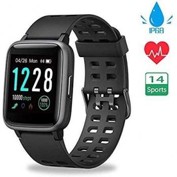 Funker S7 Negro Smartwatch, Reloj Impermeable IP68 Pulsera Actividad Hombre Mujer, Reloj Deportivo Inteligente, Reloj Fitness con Pantalla Táctil, Pulsómetro y Cronómetros para iPhone iOS y Android