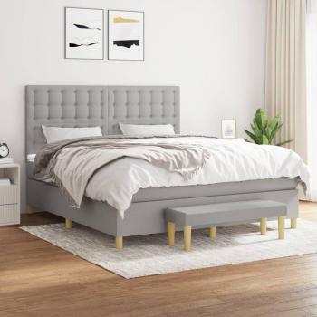 Cama box spring con colchón gris claro 180x200 cm Tela Chiaro