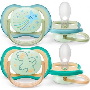 Philips Avent Ultra Air Nighttime Pacifiers for Boys, 0-6 Months, 2 Pack