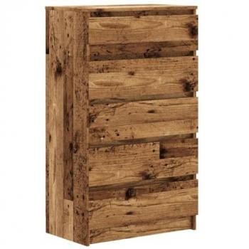 Cajonera de madera de ingeniería envejecida 60x36x103 cm, cómoda, armario de almacenaje, sifonier, armario archivador