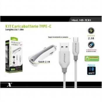 Cargador de Coche Maxtech USB Tipo-C 1mt Carga Rápida 10W Ma-tc01