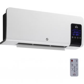 HOMCOM Calefactor Eléctrico de Pared 1000W/2000W con Pantalla LED, Mando a Distancia, Función de Oscilación, Temporizador y Protección contra Sobrecalentamiento