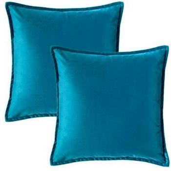 Bedsure Funda Cojin 40 x 40 Azul Petróleo - Juego de 2 Fundas Cojines Decorativas de Terciopelo, Muy Suave, Funda de Almohada Cuadrada para Sofá, Dormitorio y Sala de Estar, con Cremallera