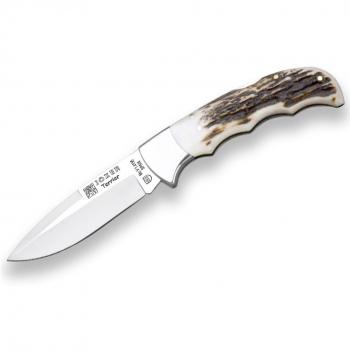 Navaja de Caza Joker Terrier NC19 - Hoja MOVA 9 cm, Cachas de Asta de Ciervo, Ideal para Pesca, Caza, Camping y Senderismo