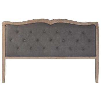 Cabecero de Cama Tapizado en Poliéster Color Gris Oscuro con Estructura de Madera de Roble Claro y Roble Oscuro, Dimensiones 180 x 10 x 120 cm