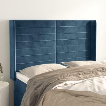 Cabecero con orejas de terciopelo azul oscuro 147x16x118/128 cm Vidaxl